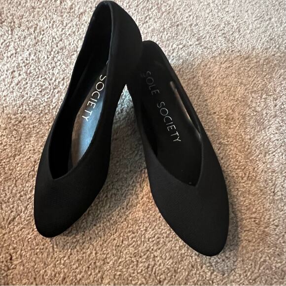 Sole Society Rounded Point Toe Ballet Flats in Black Women's Size 6.5 Easy On - Picture 1 of 9